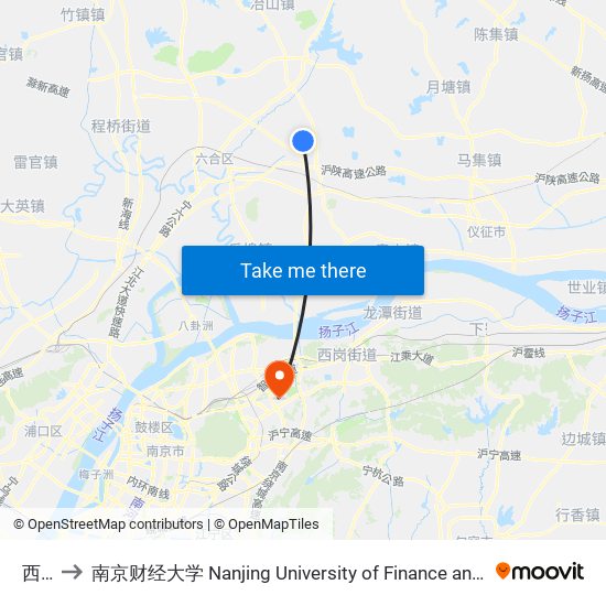 西王 to 南京财经大学 Nanjing University of Finance and Economics map