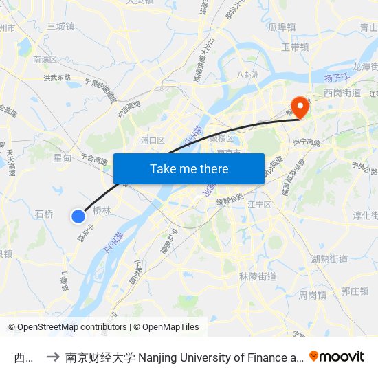 西二村 to 南京财经大学 Nanjing University of Finance and Economics map