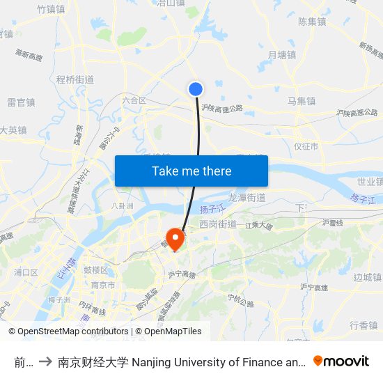 前张 to 南京财经大学 Nanjing University of Finance and Economics map