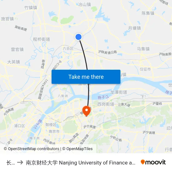 长山 to 南京财经大学 Nanjing University of Finance and Economics map