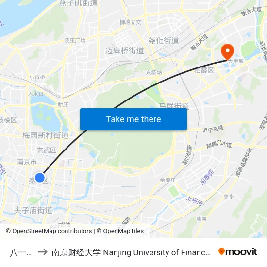 八一医院 to 南京财经大学 Nanjing University of Finance and Economics map