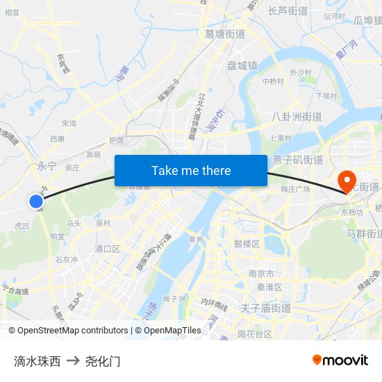 滴水珠西 to 尧化门 map