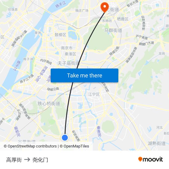 高厚街 to 尧化门 map