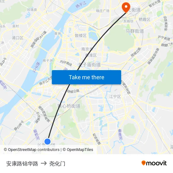 安康路锦华路 to 尧化门 map