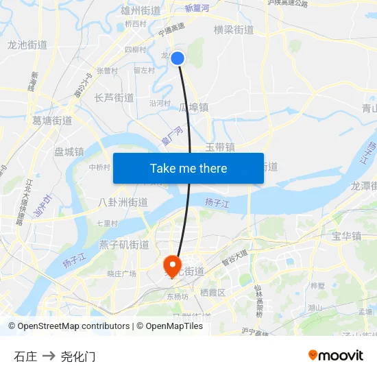 石庄 to 尧化门 map