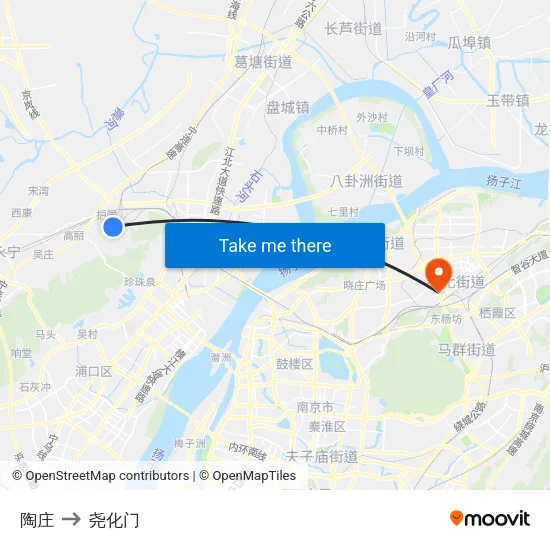 陶庄 to 尧化门 map