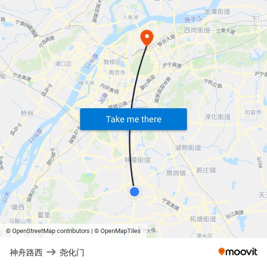 神舟路西 to 尧化门 map