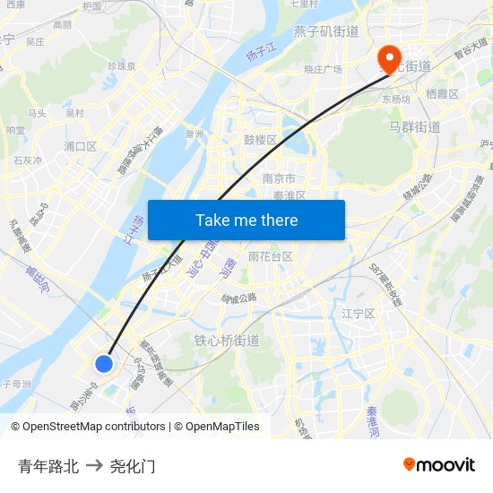 青年路北 to 尧化门 map