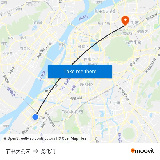 石林大公园 to 尧化门 map