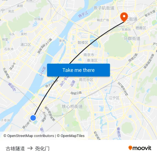古雄隧道 to 尧化门 map