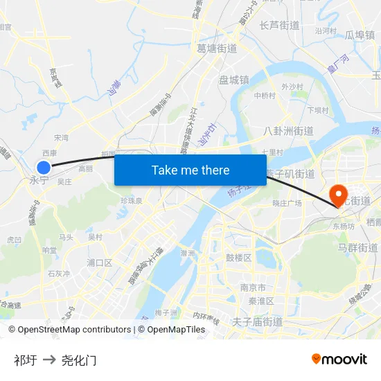 祁圩 to 尧化门 map