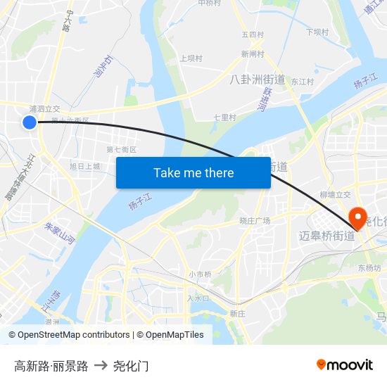 高新路·丽景路 to 尧化门 map