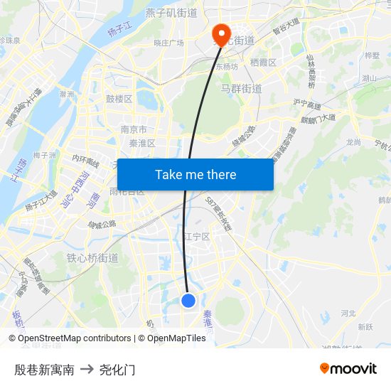 殷巷新寓南 to 尧化门 map