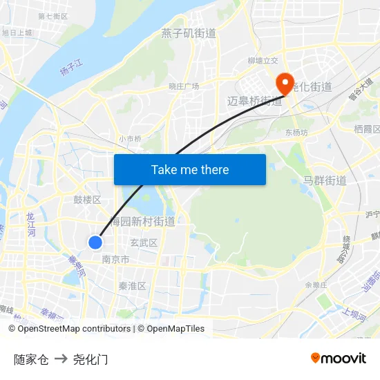 随家仓 to 尧化门 map
