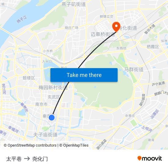 太平巷 to 尧化门 map