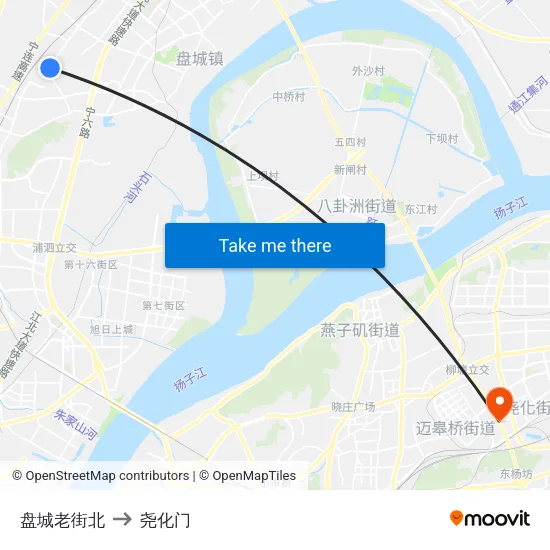盘城老街北 to 尧化门 map