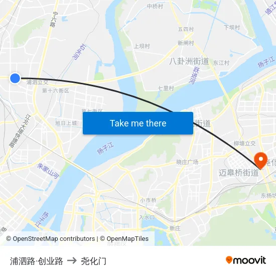 浦泗路·创业路 to 尧化门 map