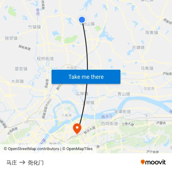 马庄 to 尧化门 map
