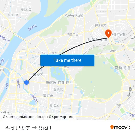 草场门大桥东 to 尧化门 map