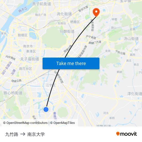 九竹路 to 南京大学 map