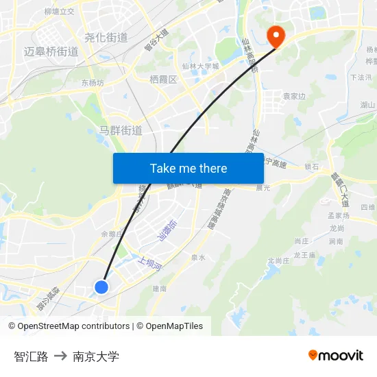 智汇路 to 南京大学 map