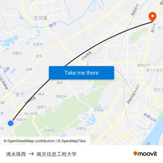 滴水珠西 to 南京信息工程大学 map