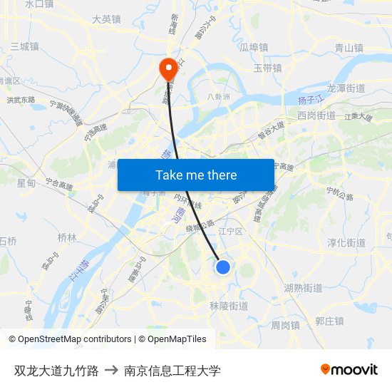 双龙大道九竹路 to 南京信息工程大学 map