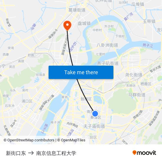 新街口东 to 南京信息工程大学 map