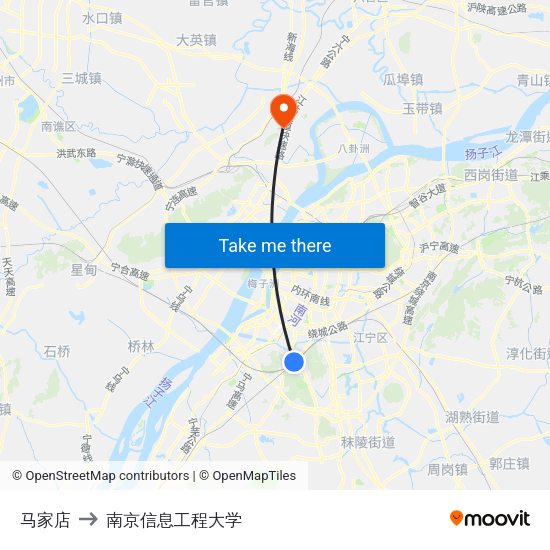 马家店 to 南京信息工程大学 map