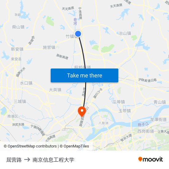 屈营路 to 南京信息工程大学 map