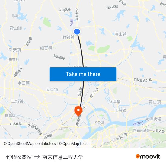 竹镇收费站 to 南京信息工程大学 map