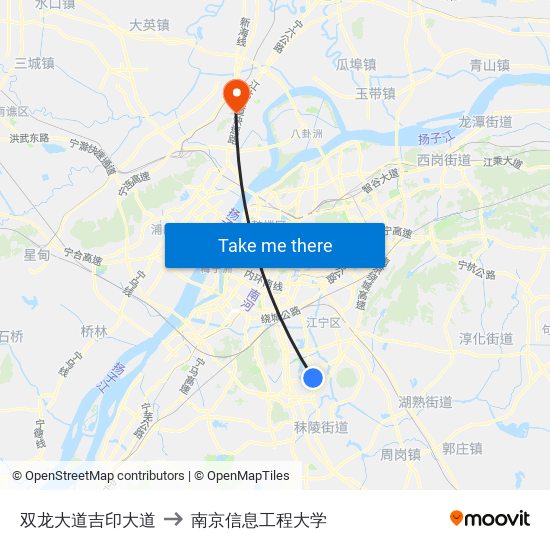 双龙大道吉印大道 to 南京信息工程大学 map