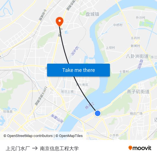 上元门水厂 to 南京信息工程大学 map