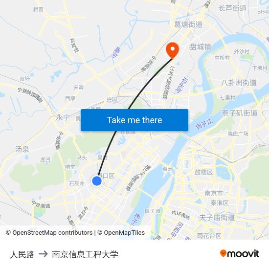 人民路 to 南京信息工程大学 map
