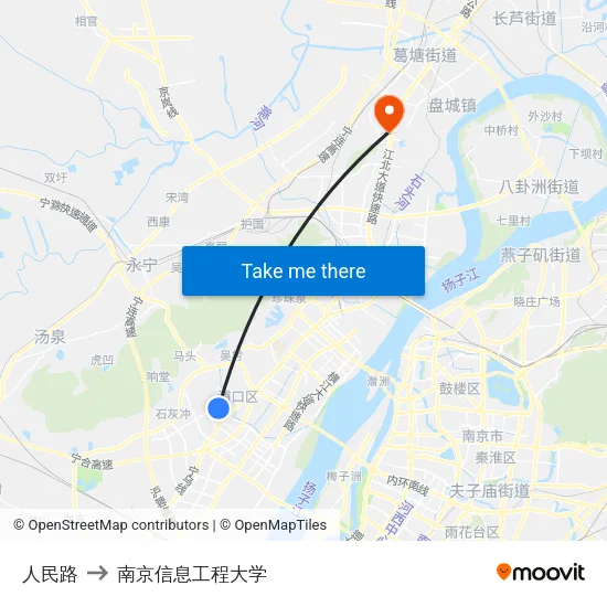 人民路 to 南京信息工程大学 map