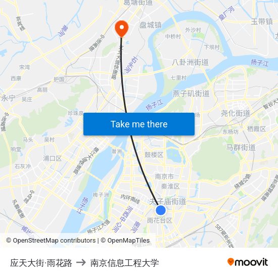 应天大街·雨花路 to 南京信息工程大学 map