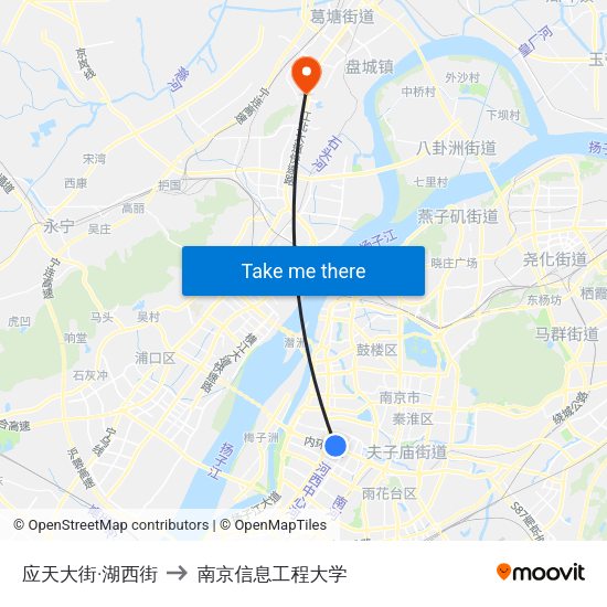 应天大街·湖西街 to 南京信息工程大学 map