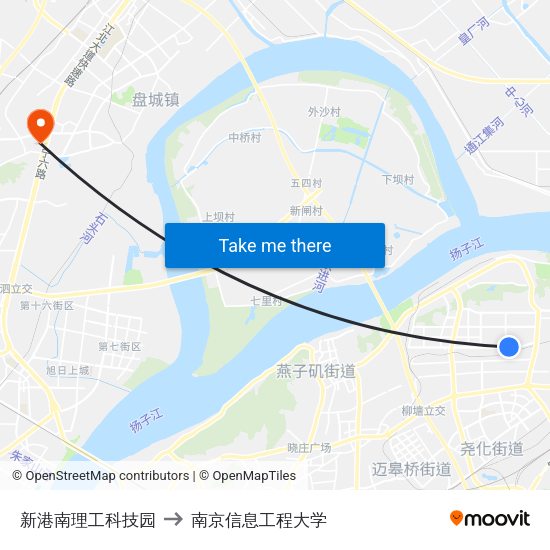 新港南理工科技园 to 南京信息工程大学 map