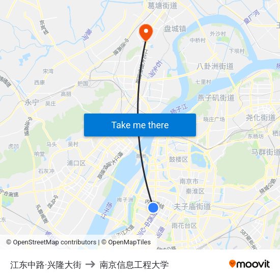 江东中路·兴隆大街 to 南京信息工程大学 map