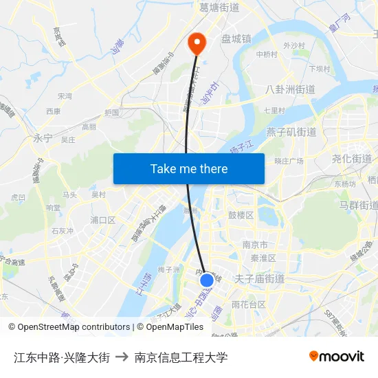江东中路·兴隆大街 to 南京信息工程大学 map