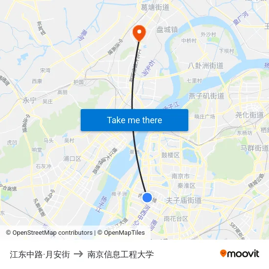 江东中路·月安街 to 南京信息工程大学 map