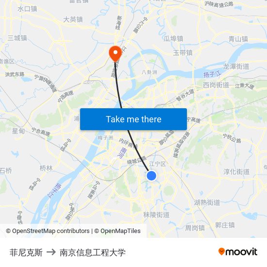 菲尼克斯 to 南京信息工程大学 map