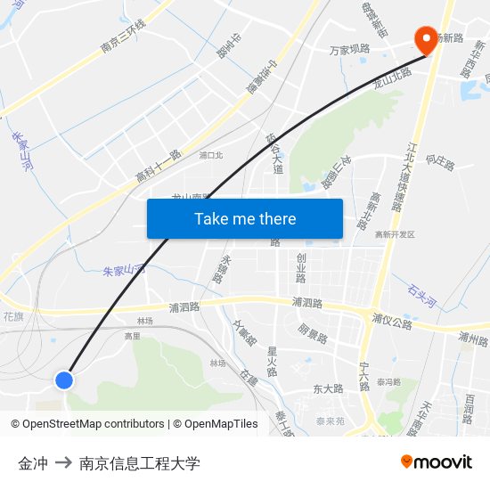 金冲 to 南京信息工程大学 map