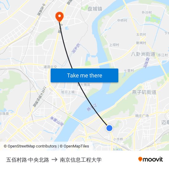 五佰村路·中央北路 to 南京信息工程大学 map