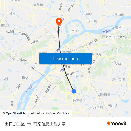 出口加工区 to 南京信息工程大学 map