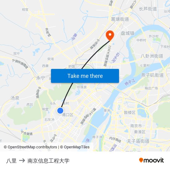 八里 to 南京信息工程大学 map