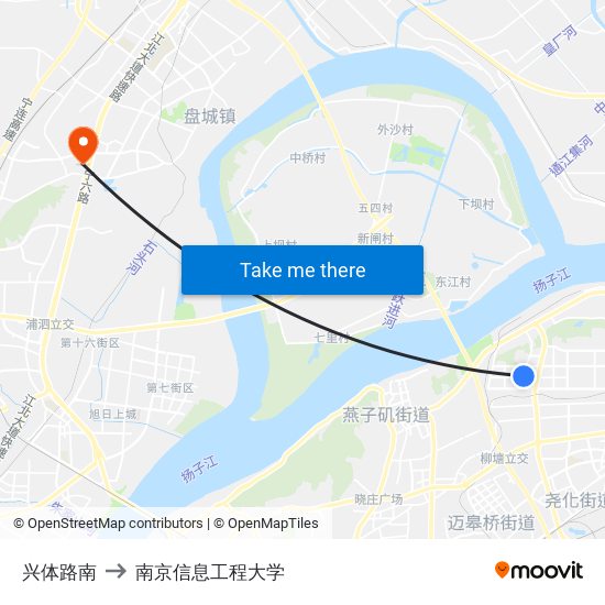 兴体路南 to 南京信息工程大学 map