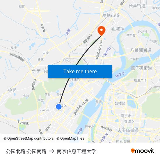 公园北路·公园南路 to 南京信息工程大学 map