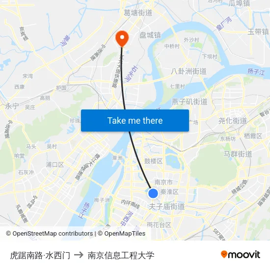 虎踞南路·水西门 to 南京信息工程大学 map