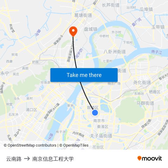 云南路 to 南京信息工程大学 map
